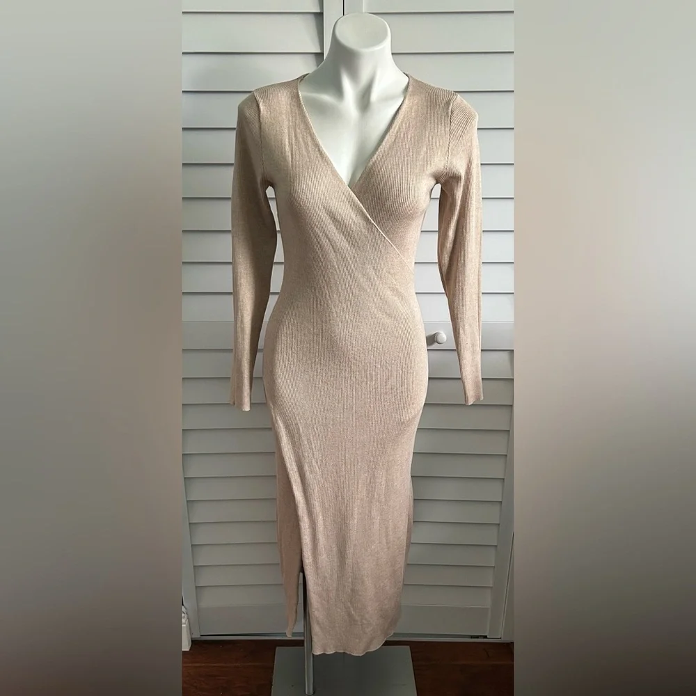 ASTR Elegant Beige Midi Dress - Picture 2 of 8